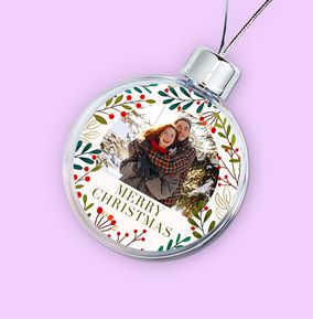 Winterberry Merry Christmas Photo Bauble