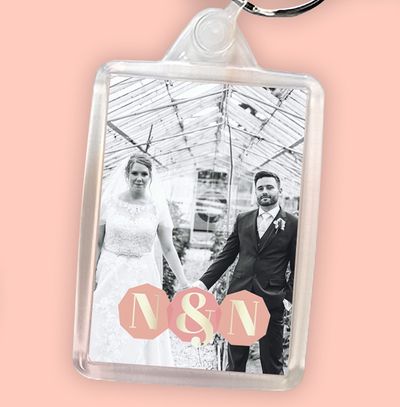 Couple's Initials Photo Keyring