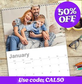 Single Photo Upload Wall Calendar For Him