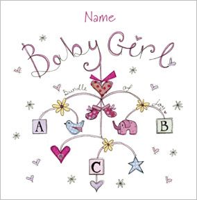 New Baby Granddaughter Greeting Card – Pink Balloons & Teddy Design With Glitter
