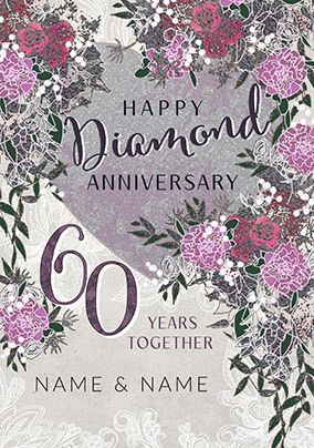 Gibson Biglietto Di Auguri Per 60° Anniversario Di Matrimonio - 'To My Wonderful Wife' Con Cuori Argentati