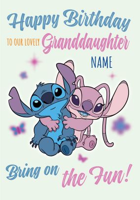 Personalised Lilo And Stitch Birthday Card – For Granddaughter, Niece, Aunty – Children's Greeting Card