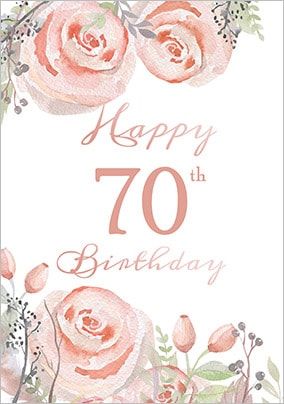 Personalized Wife 70th Birthday Card Panda With Flowers - Red Heart Print